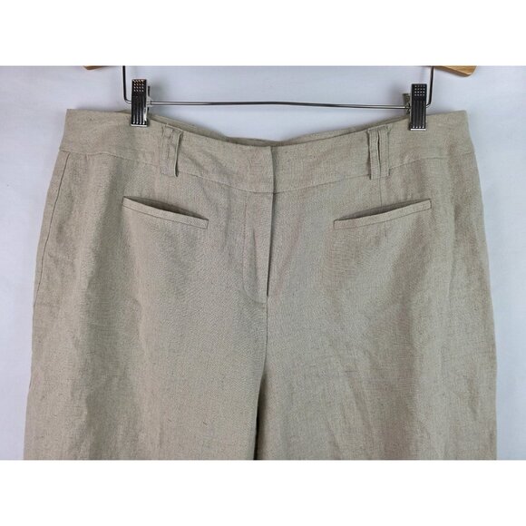 Cato Women's Pants Plus Size 16W Khaki Beige Linen Blend Wide Leg Casual Pants - Picture 3 of 10